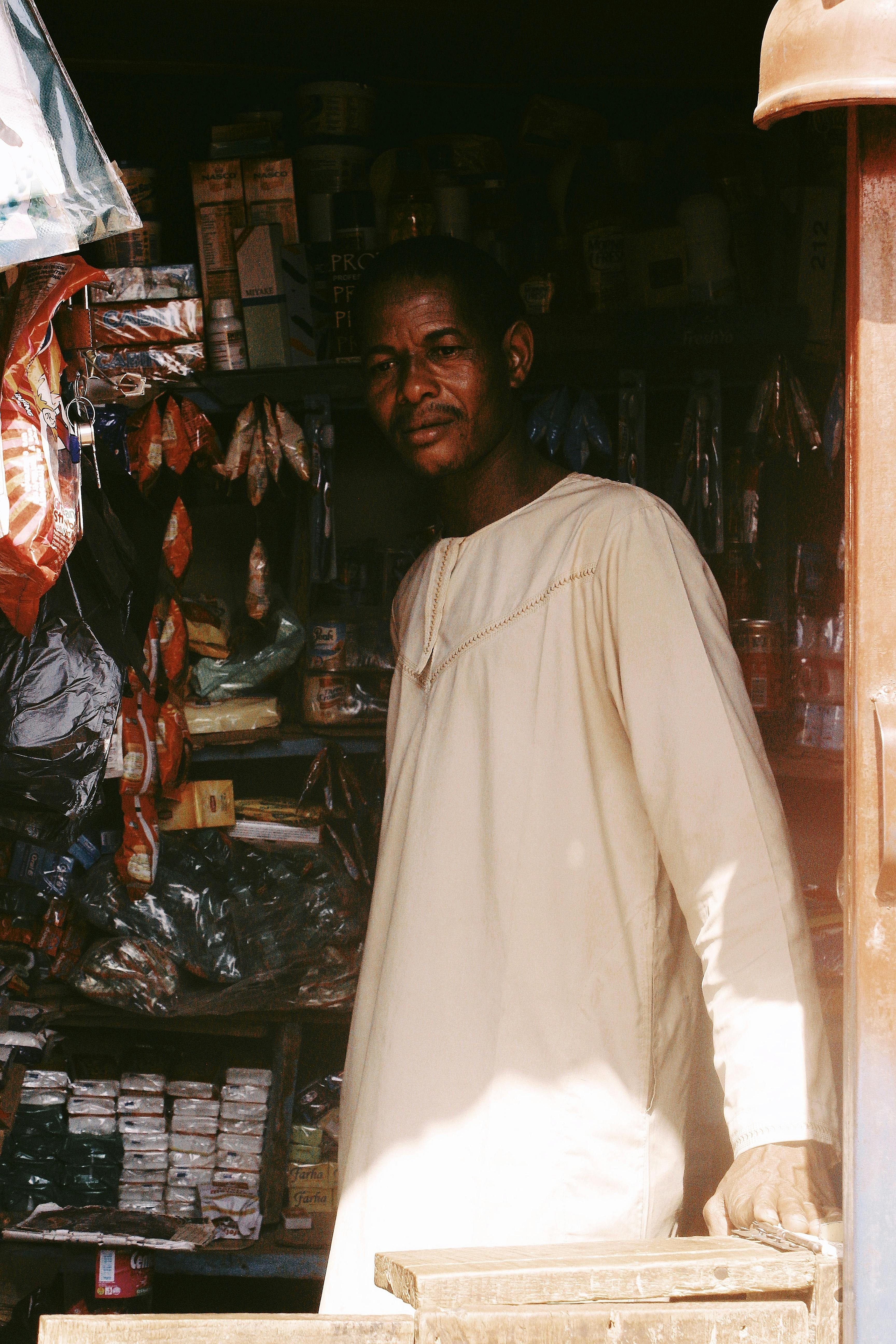 Wood carver in his workshop
